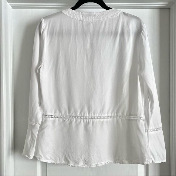 Fourteenth Place White Peplum Ladder Lace Blouse in White Lyocell - Picture 4 of 10
